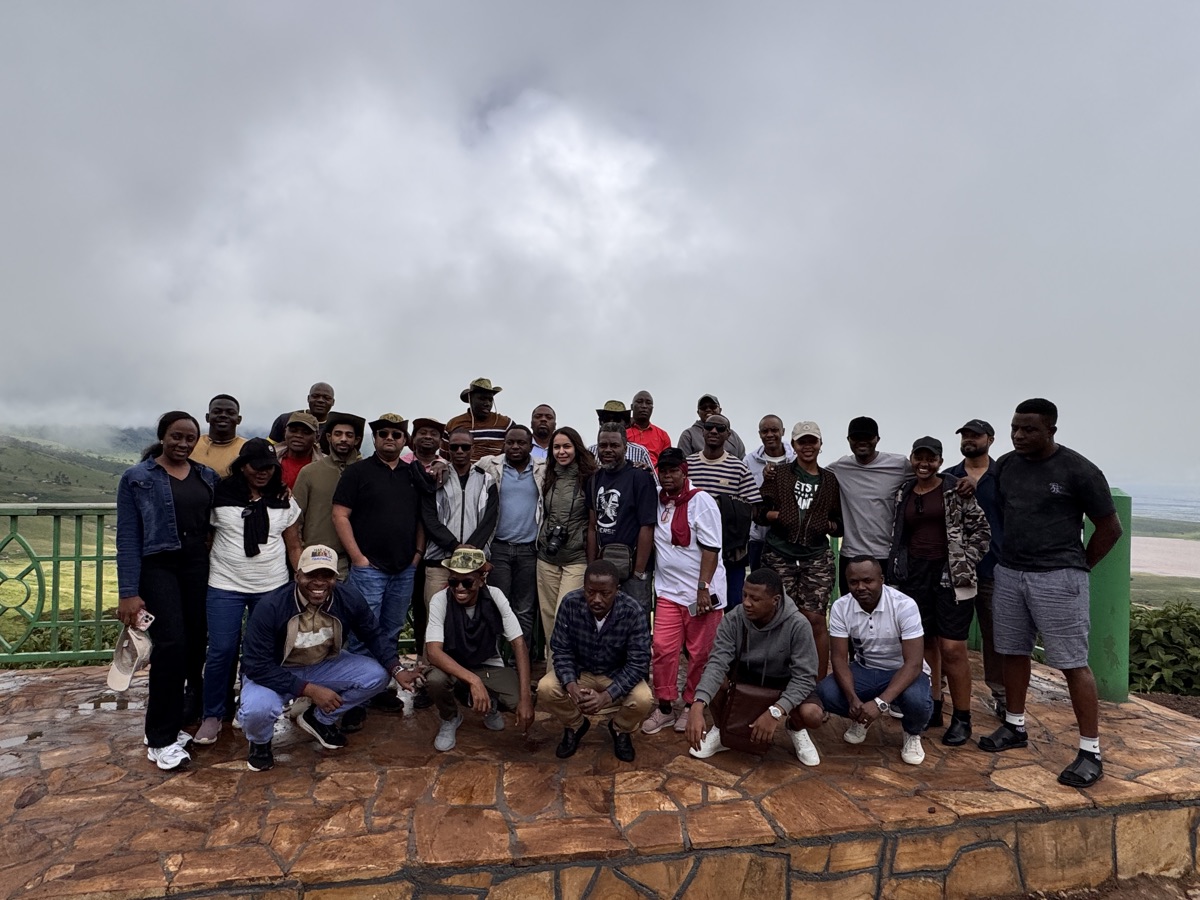 The Magilatech team at a Ngorongoro Crater viewpoint near Arusha, Tanzania